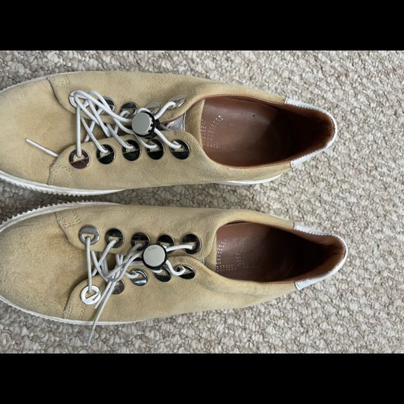 MJUS Anthropologie lace up sneaker shoes size 37 cream tan - Picture 3 of 11